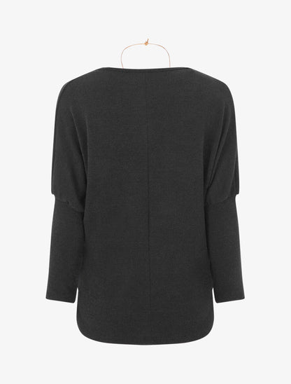 Pull droit basique col bénitier - Noir - 2