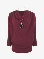 Pull droit basique col bénitier - Prune - 1