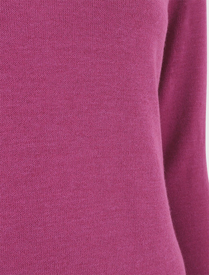 Pull droit uni col V contrastant - Violine - 3