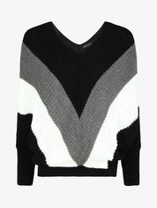 Pull en maille à manches chauves souris - Noir - 1