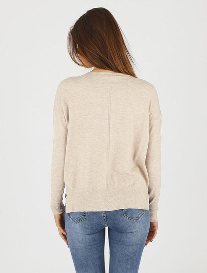 Pull fin uni classique - Beige - 5