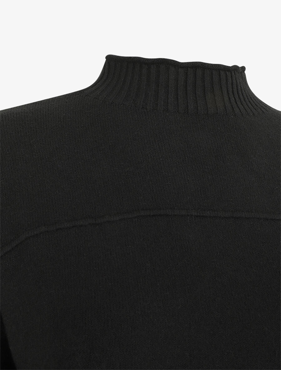 Pull fin uni basique à col montant - Noir - 3