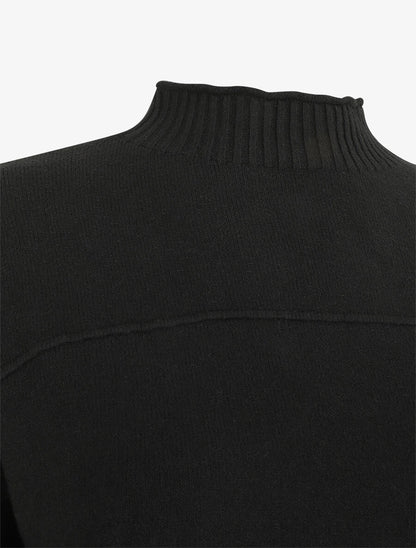 Pull fin uni basique à col montant - Noir - 3