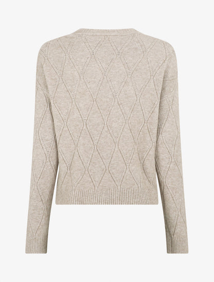 Pull fin uni classique à col rond - Beige - 2