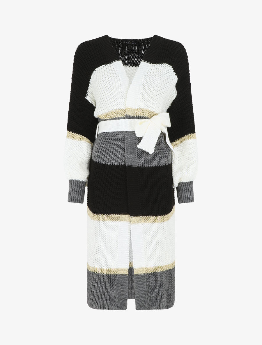 Gilet long à rayures - Noir/gris - 4