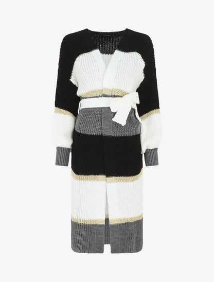 Gilet long à rayures - Noir/gris - 4
