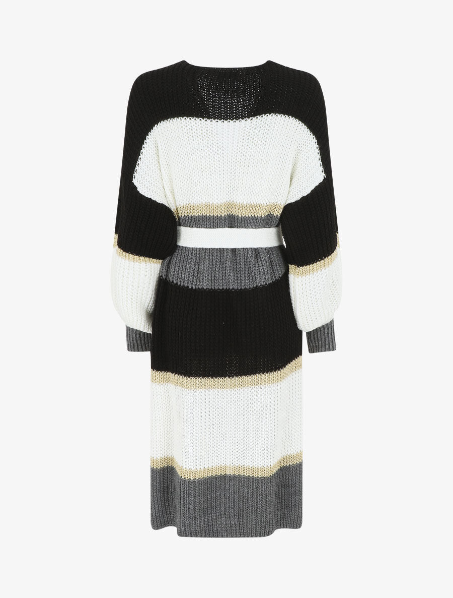 Gilet long à rayures - Noir/gris - 2