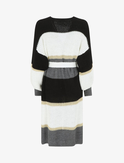 Gilet long à rayures - Noir/gris - 2