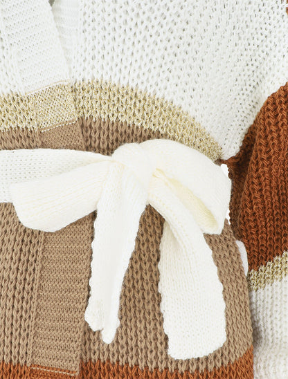 Gilet long à rayures - Camel/taupe - 3