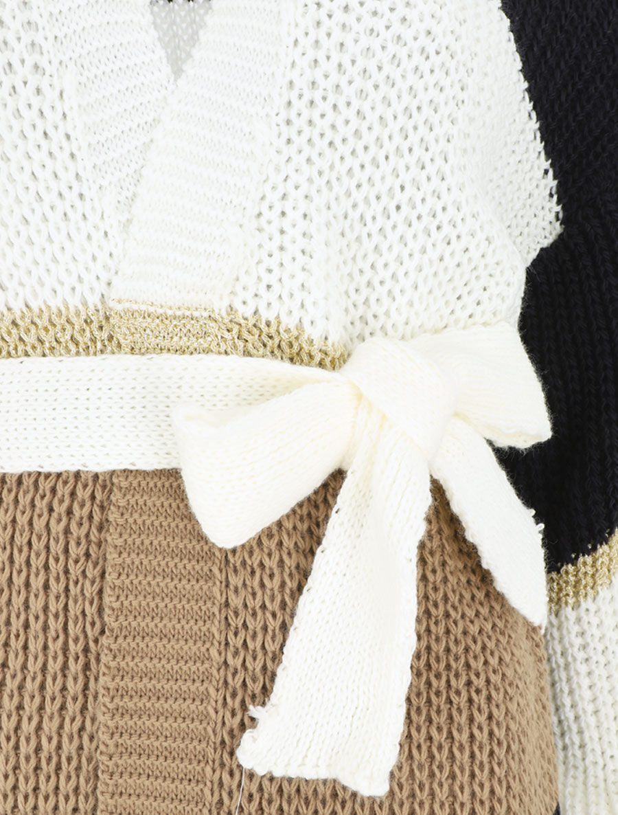 Gilet long à rayures - Marine/taupe - 3