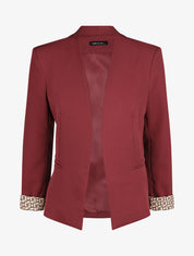 Blazer uni à revers imprimé alphabet - Bordeaux - 1