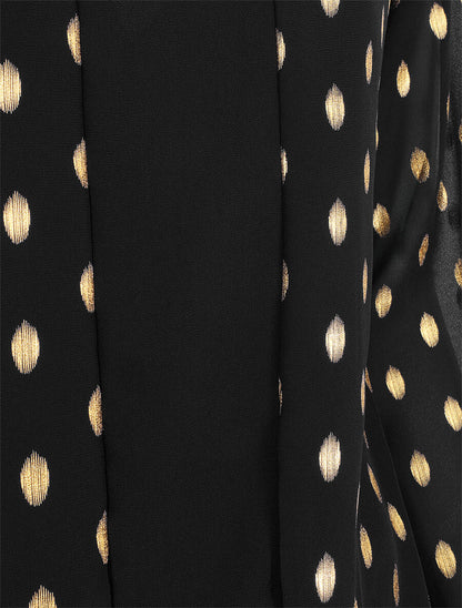 Top élastiqué col V motif irisé - Noir - 3
