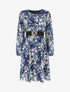 Robe mi-longue évasée motif floral - Marine - 4