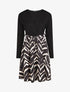 Robe fluide bi-matière imprimé graphique - Noir - 6