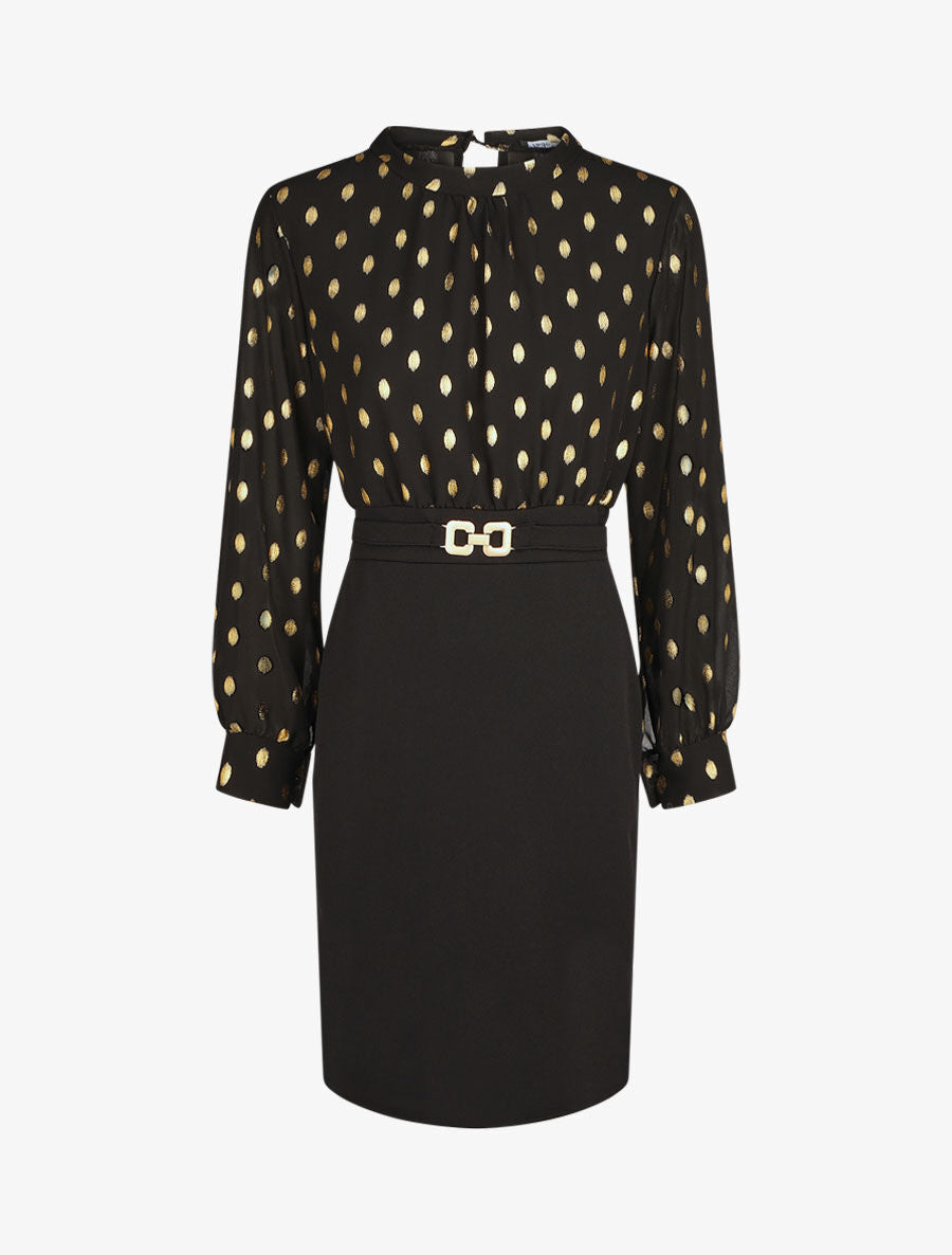 Robe droite bi-matière - Noir - 4