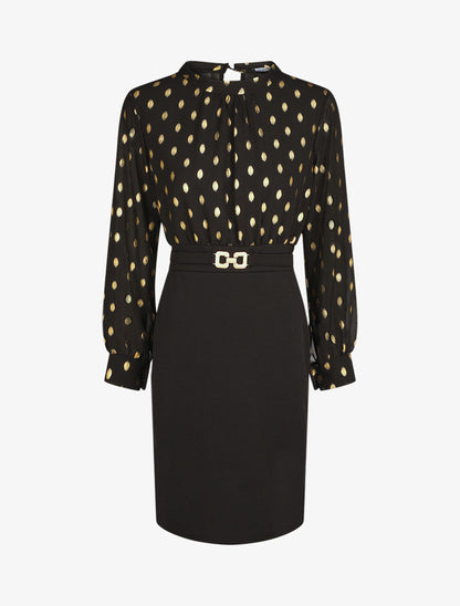 Robe droite bi-matière - Noir - 4