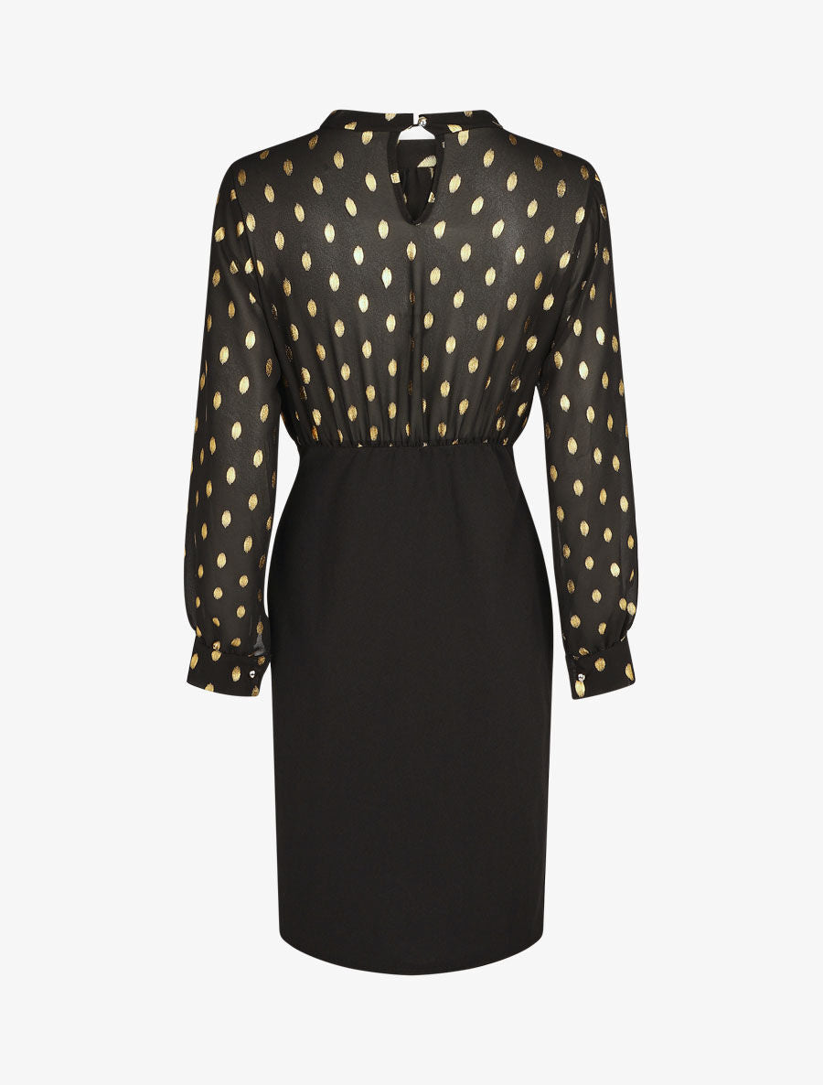 Robe droite bi-matière - Noir - 2