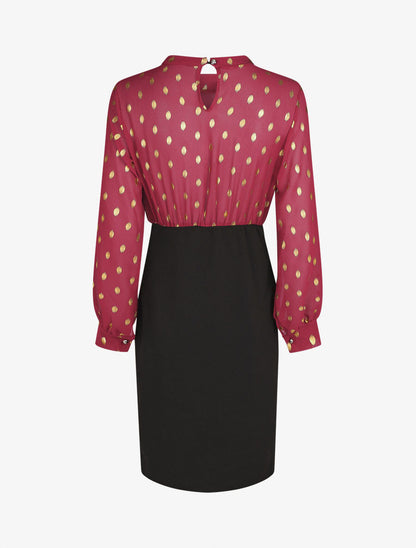 Robe droite bi-matière - Bordeaux - 2