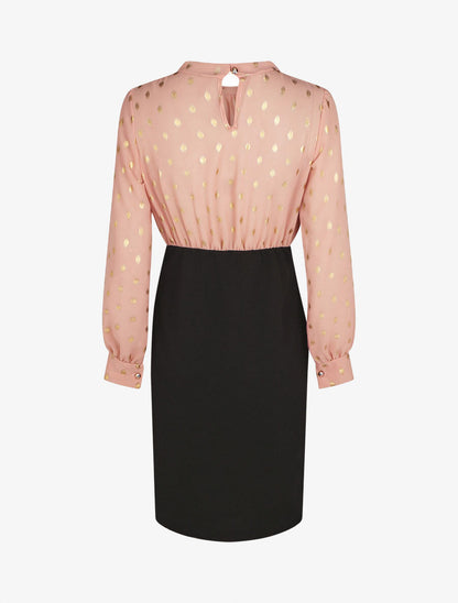 Robe droite bi-matière - Rose - 2