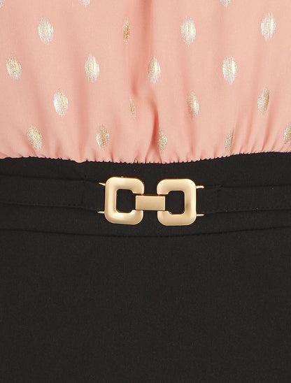 Robe droite bi-matière - Rose - 3
