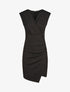 Robe fourreau uni et effet drapé - Noir - 1