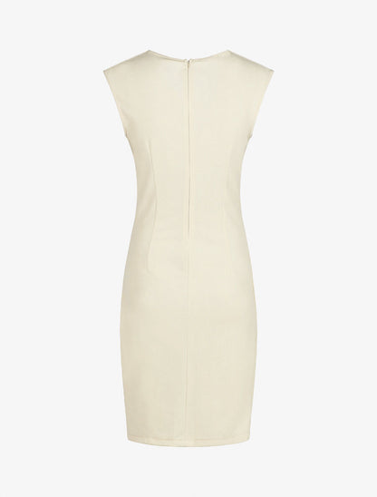 Robe fourreau uni et effet drapé - Beige - 2