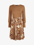 Robe fluide bi-matière imprimé fleuri - Camel - 6