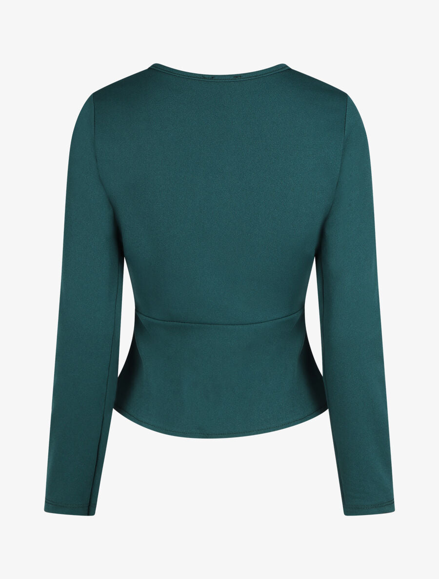 Blouse unie asymétrique - Bleu canard - 2