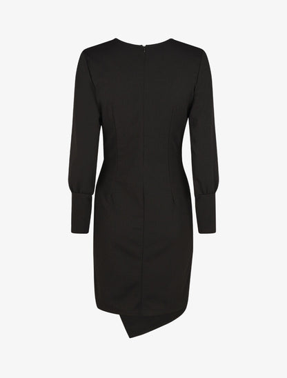 Robe droite unie effet drapé - Noir - 2