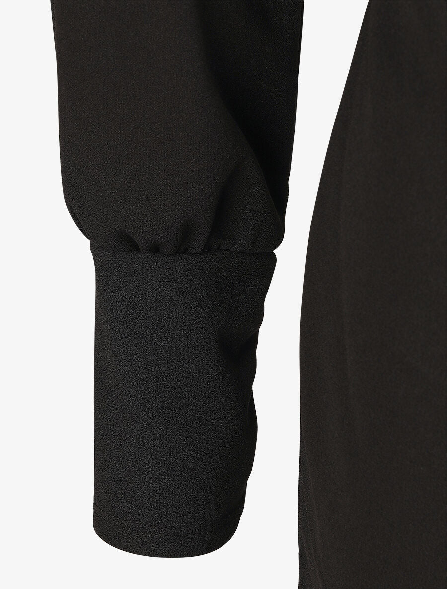 Robe droite unie effet drapé - Noir - 3