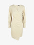 Robe droite unie effet drapé - Beige - 1
