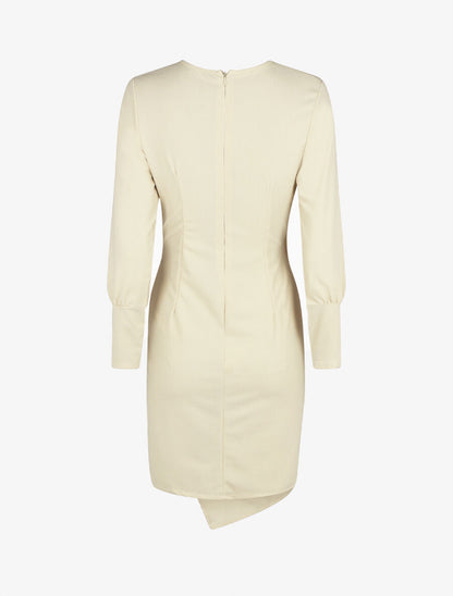 Robe droite unie effet drapé - Beige - 2