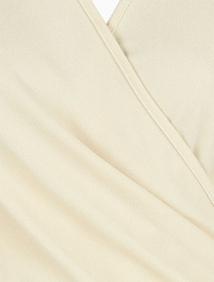 Robe droite unie effet drapé - Beige - 3
