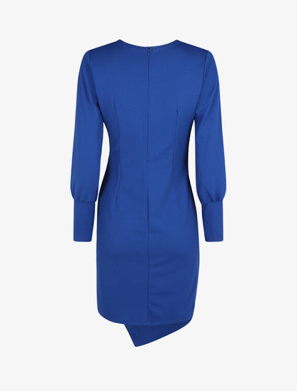 Robe droite unie effet drapé - Bleu roi - 2