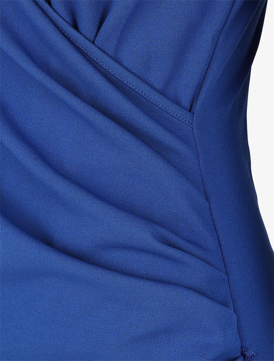 Robe droite unie effet drapé - Bleu roi - 3