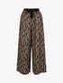 Pantalon ample taille haute motif graphique - Marron - 1