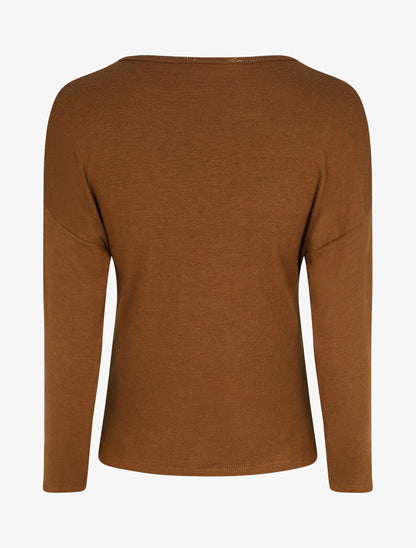 Pull droit inscription AMOUR - Marron - 2