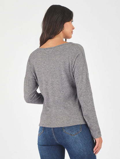 Pull droit motif coeur LIVE LOVE - Gris - 5