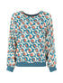 Blouse en voile imprimé graphique - Bleu canard - 1