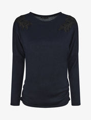 Pull droit empiècements crochet - Marine - 4