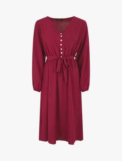 Robe longue unie - Bordeaux - 4