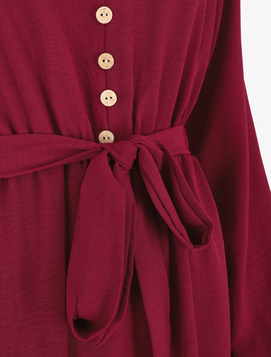 Robe longue unie - Bordeaux - 3