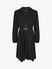 Robe chemise évasée unie - Noir - 4