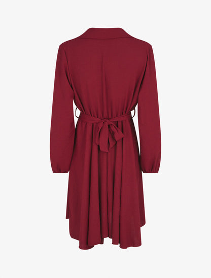 Robe chemise évasée unie - Bordeaux - 2