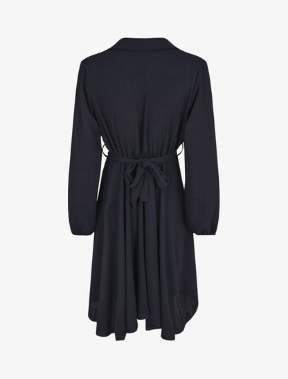 Robe chemise évasée unie - Marine - 2