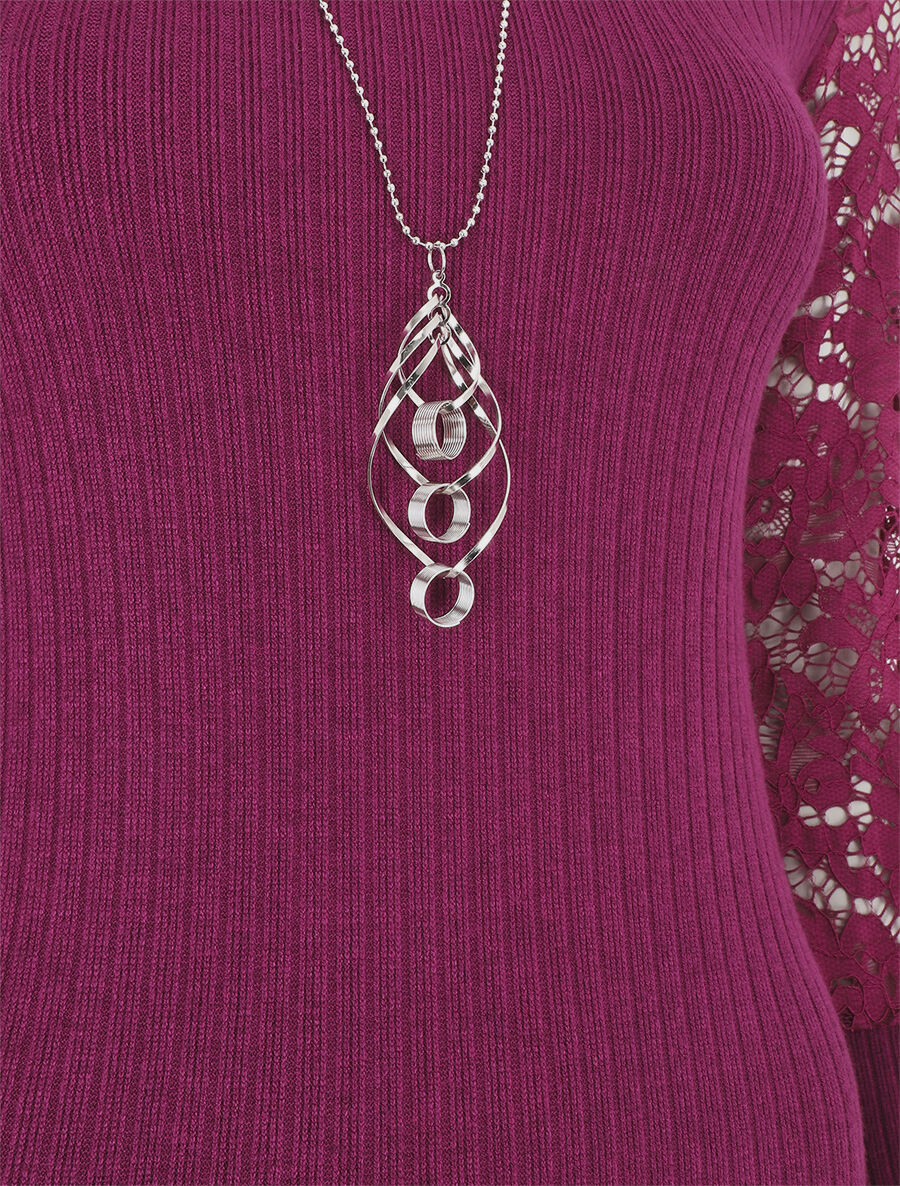 Robe pull à manches en dentelle - Violine - 3