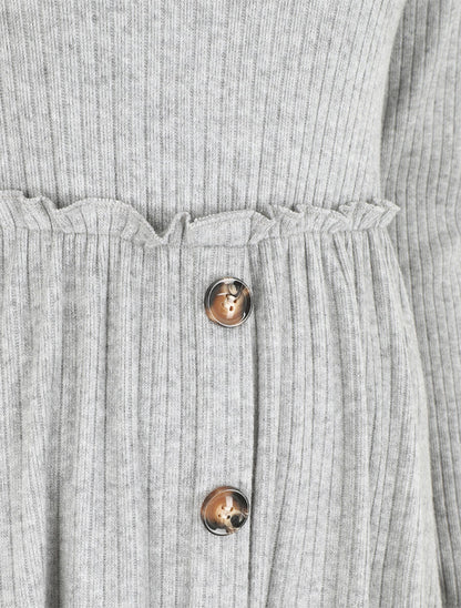 Robe pull longue unie - Gris clair - 3