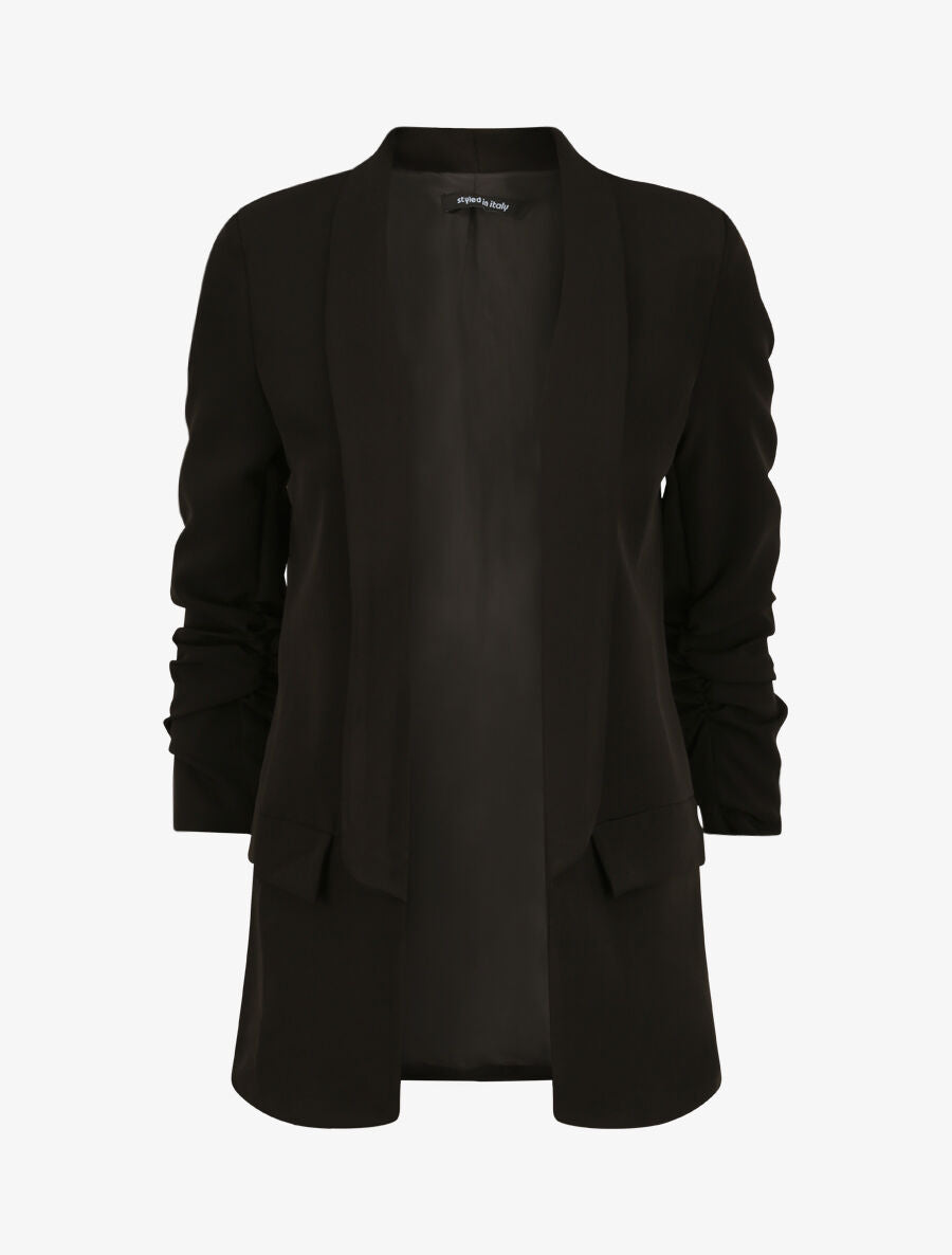 Blazer à manches 3/4 froncées - Noir - 3