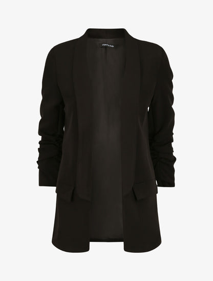Blazer à manches 3/4 froncées - Noir - 3
