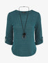 Pull ample à rayures irisées - Bleu canard - 1